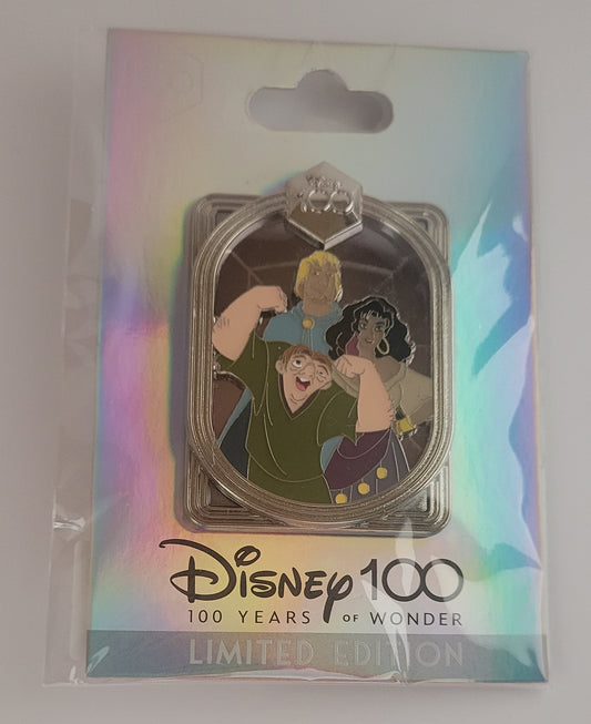 DEC Disney Pin - Celebrating 100 Years of Wonder - Quasimodo and Esmerelda from The Hunchback of Notre Dame LE 400